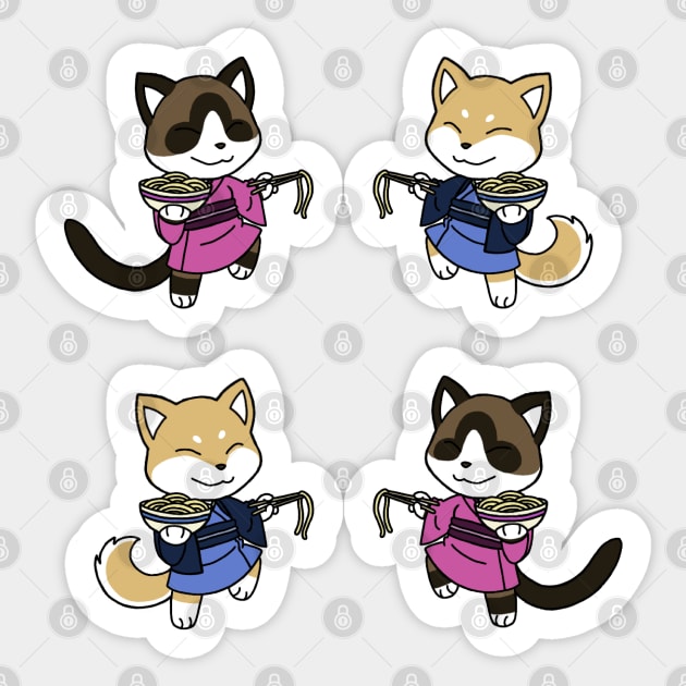 Neko and Inu Noodles Sticker by Firestorm Fox